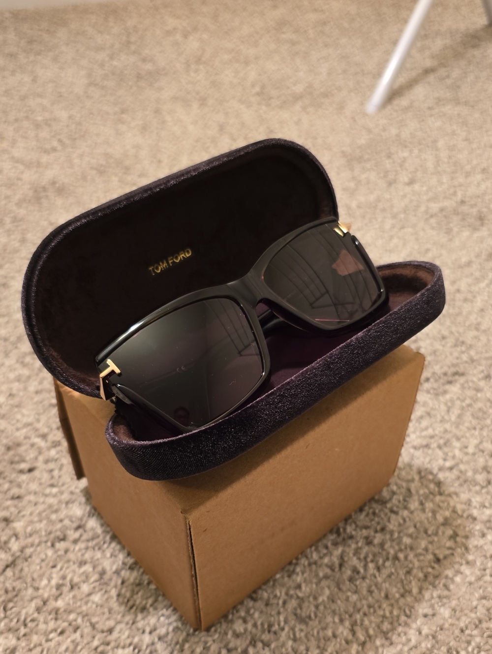 Tom Ford Women's Black Sunglasses with Gold T Logo